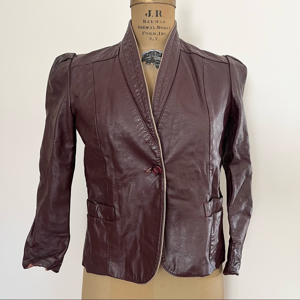 Vintage Northside Fashions Women’s One-Button Leather Coat